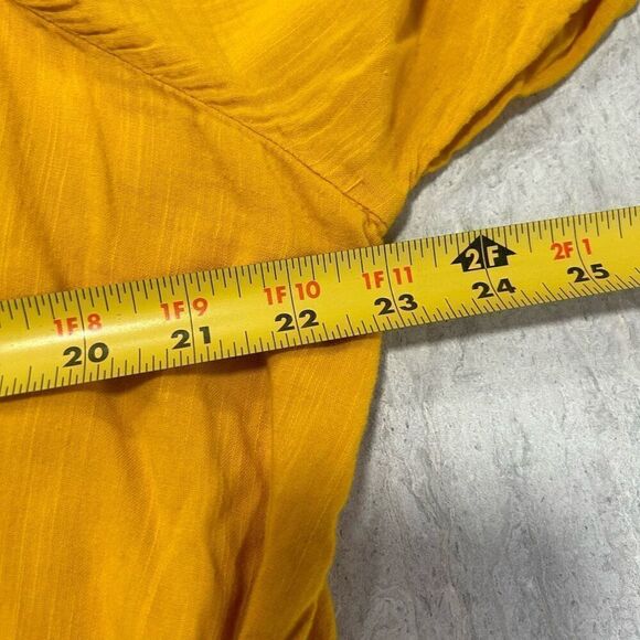 Old Navy Yellow Tie Waist Short Sleeve Midi Cotton Rayon Dress Women's Size 1X - Picture 13 of 15